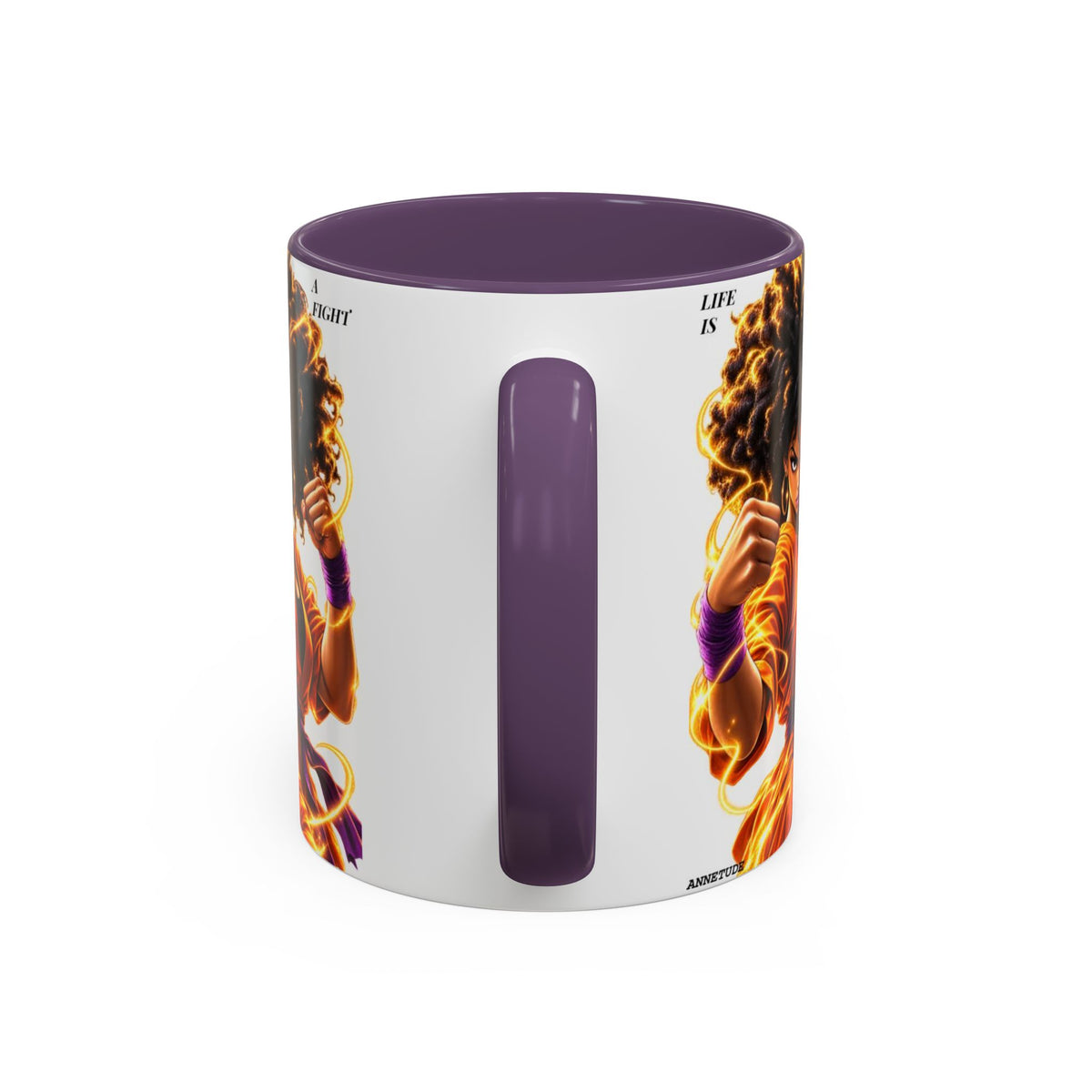 Coffee Mug — Fierce Afro Warrior Illustration Accent Mug (11/15oz)