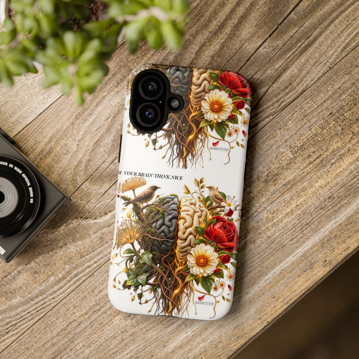 Phone Case — Floral Brain Illustration Protective Cover