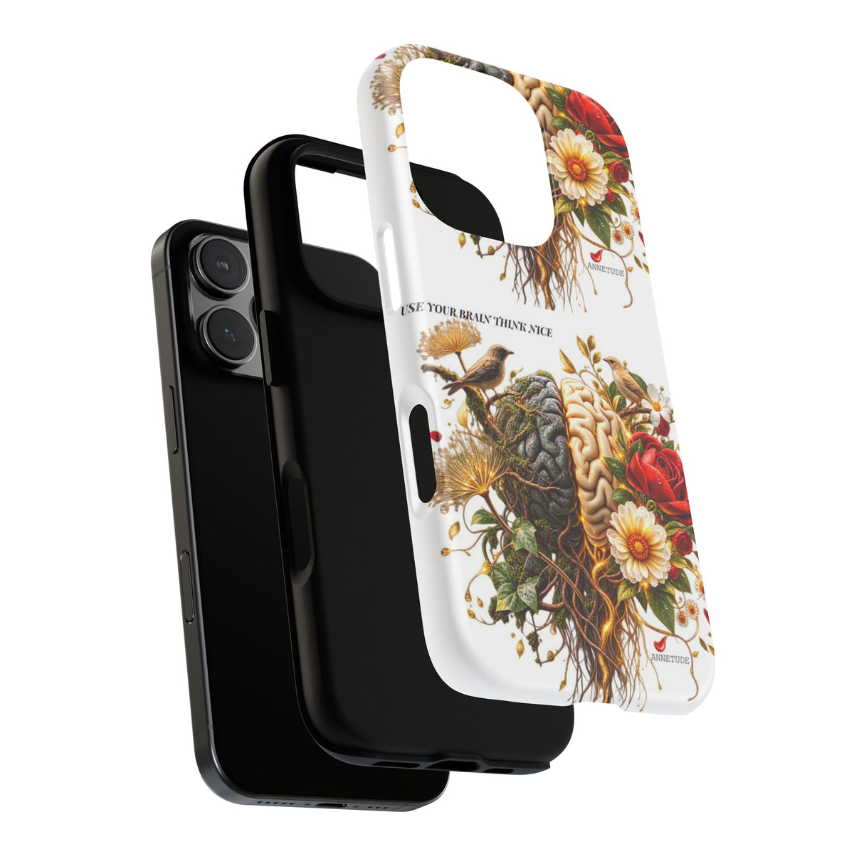 Phone Case — Floral Brain Illustration Protective Cover