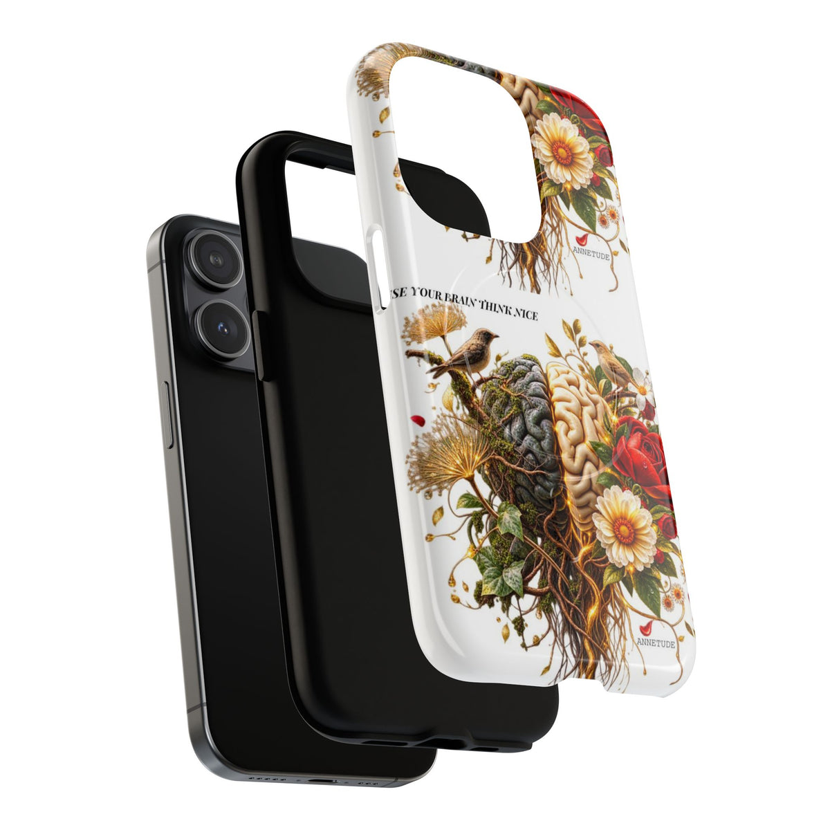 Phone Case — 'Use Your Brainy Think, Son' Floral Brain Magnetic Case