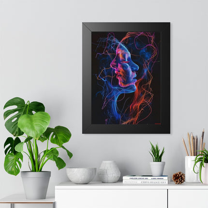 Framed Neon Abstract Woman Vertical Poster