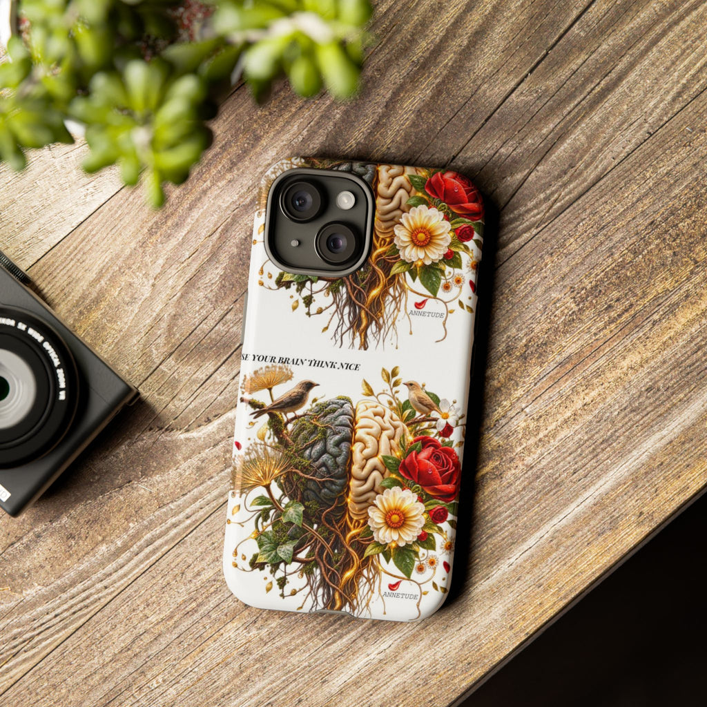 Phone Case — Floral Brain Illustration Protective Cover