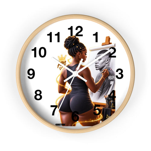 Artist Painting Wall Clock — Black Woman Portrait with Basketball Tribute