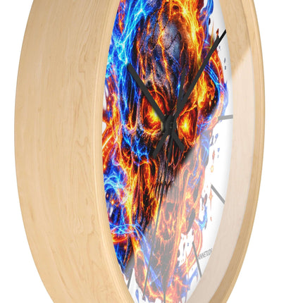 Flaming Skull Wall Clock — Fire & Ice Gothic