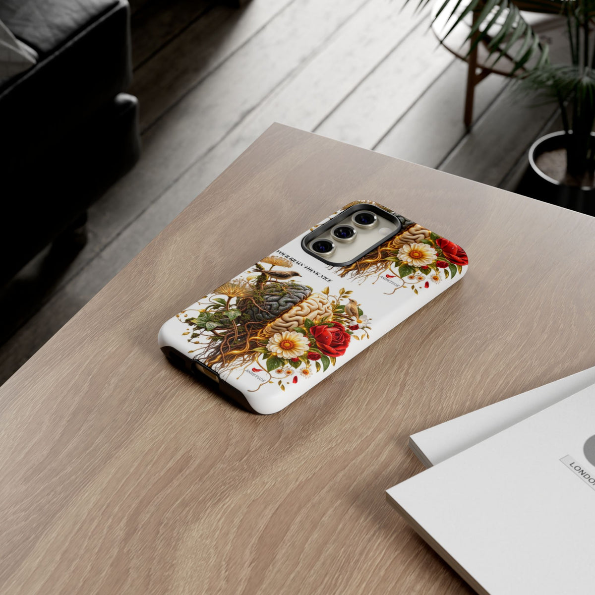 Phone Case — Floral Brain Illustration Protective Cover