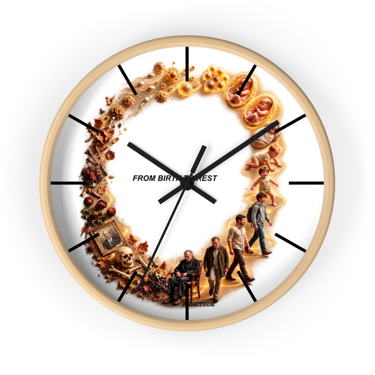 Wall Clock — 'From Birth to Rest' Time Cycle Decorative Clock