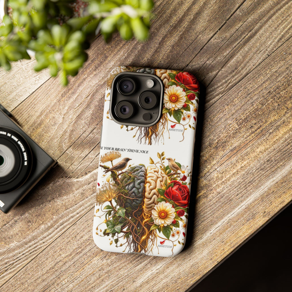Phone Case — Floral Brain Illustration Protective Cover