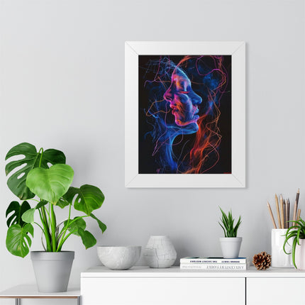 Framed Neon Abstract Woman Vertical Poster