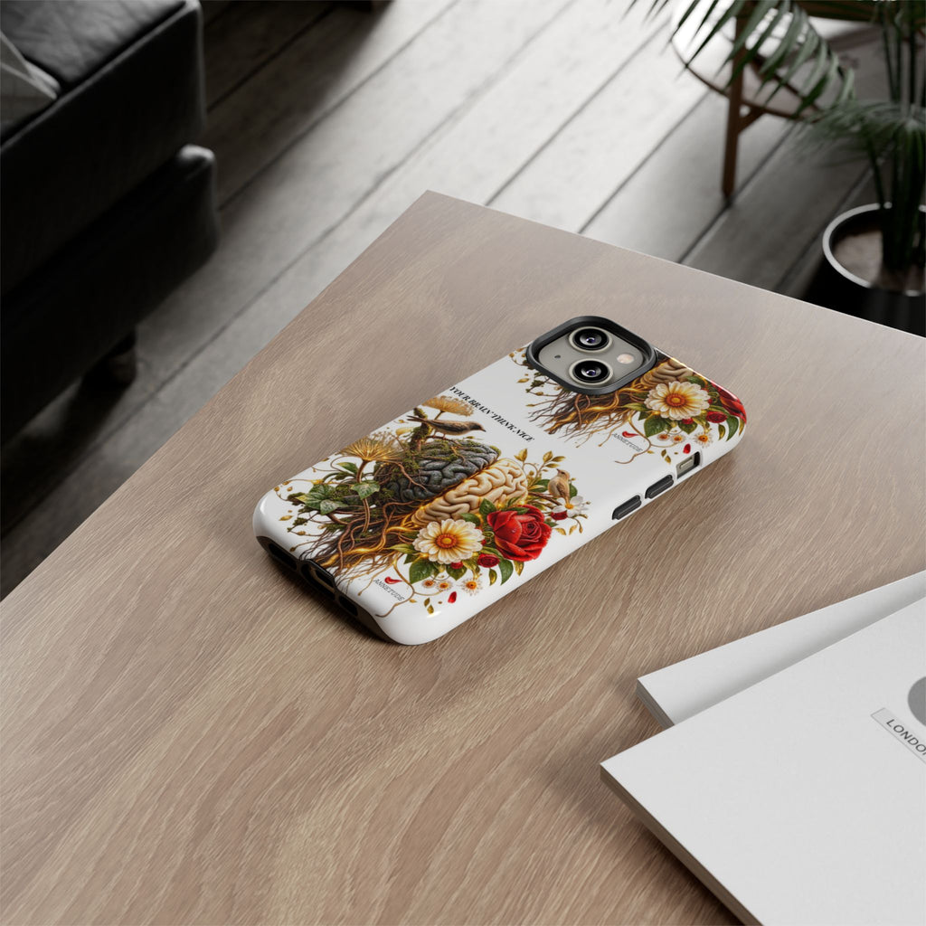 Phone Case — Floral Brain Illustration Protective Cover