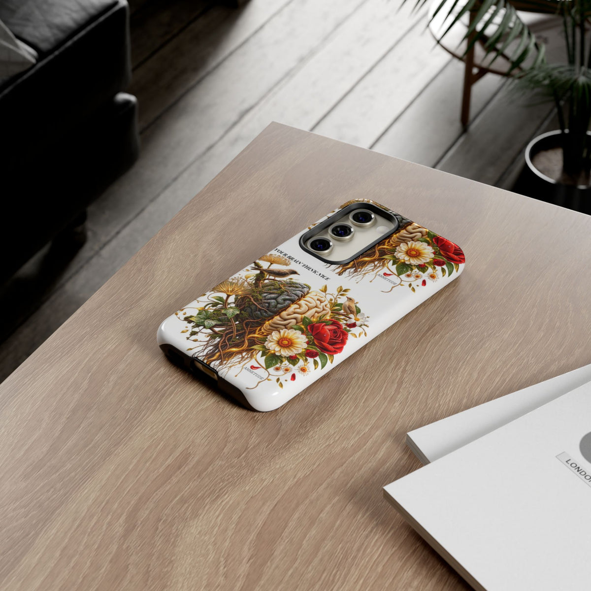 Phone Case — Floral Brain Illustration Protective Cover