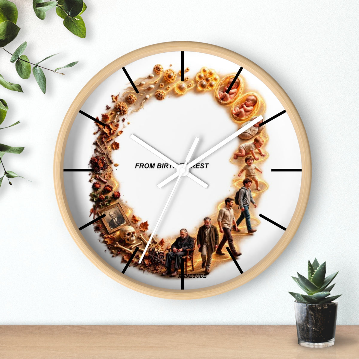 Wall Clock — 'From Birth to Rest' Time Cycle Decorative Clock