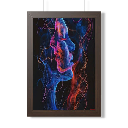 Framed Neon Abstract Woman Vertical Poster