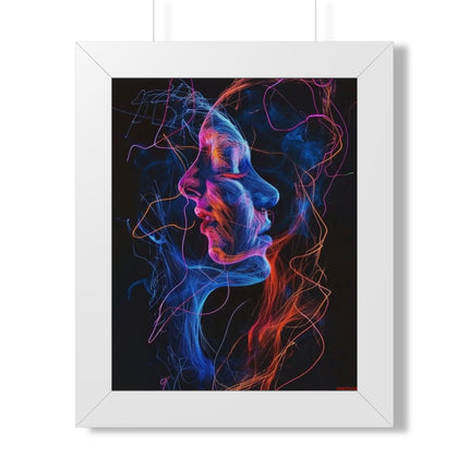 Framed Neon Abstract Woman Vertical Poster