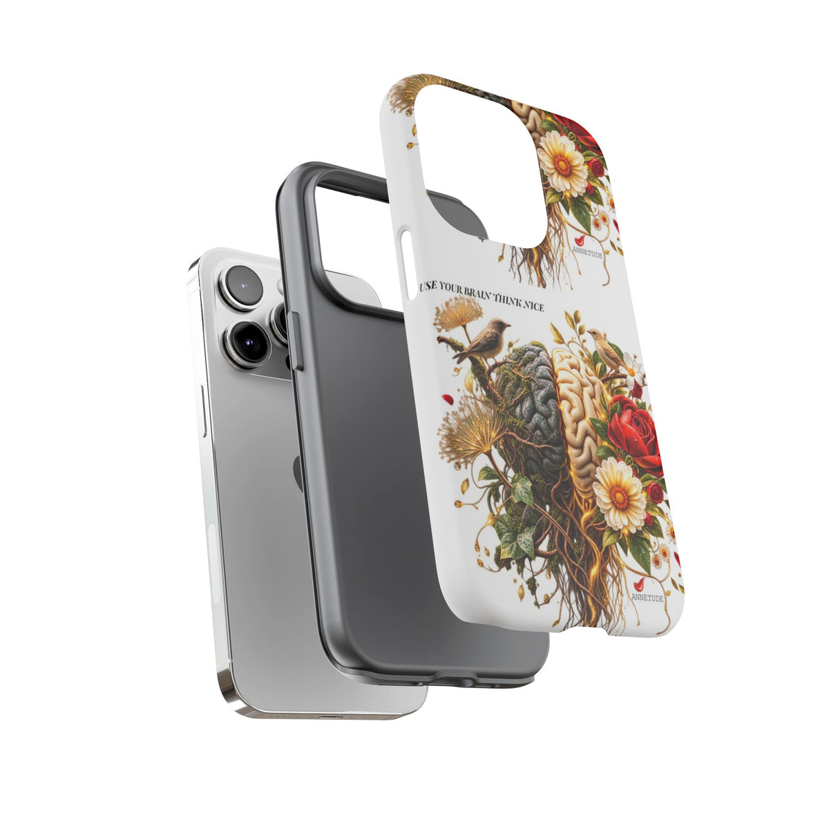 Phone Case — Floral Brain Illustration Protective Cover