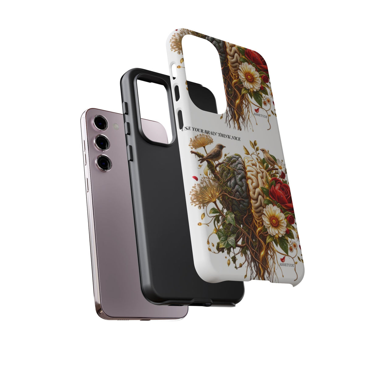 Phone Case — Floral Brain Illustration Protective Cover
