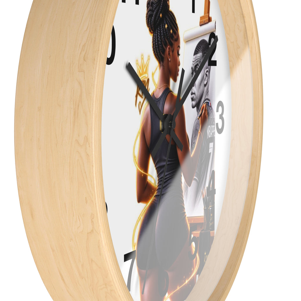 Artist Painting Wall Clock — Black Woman Portrait with Basketball Tribute