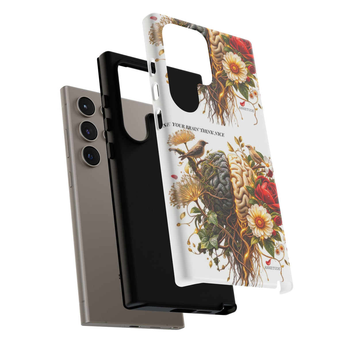 Phone Case — Floral Brain Illustration Protective Cover