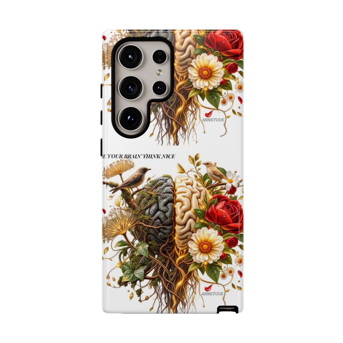 Phone Case — Floral Brain Illustration Protective Cover