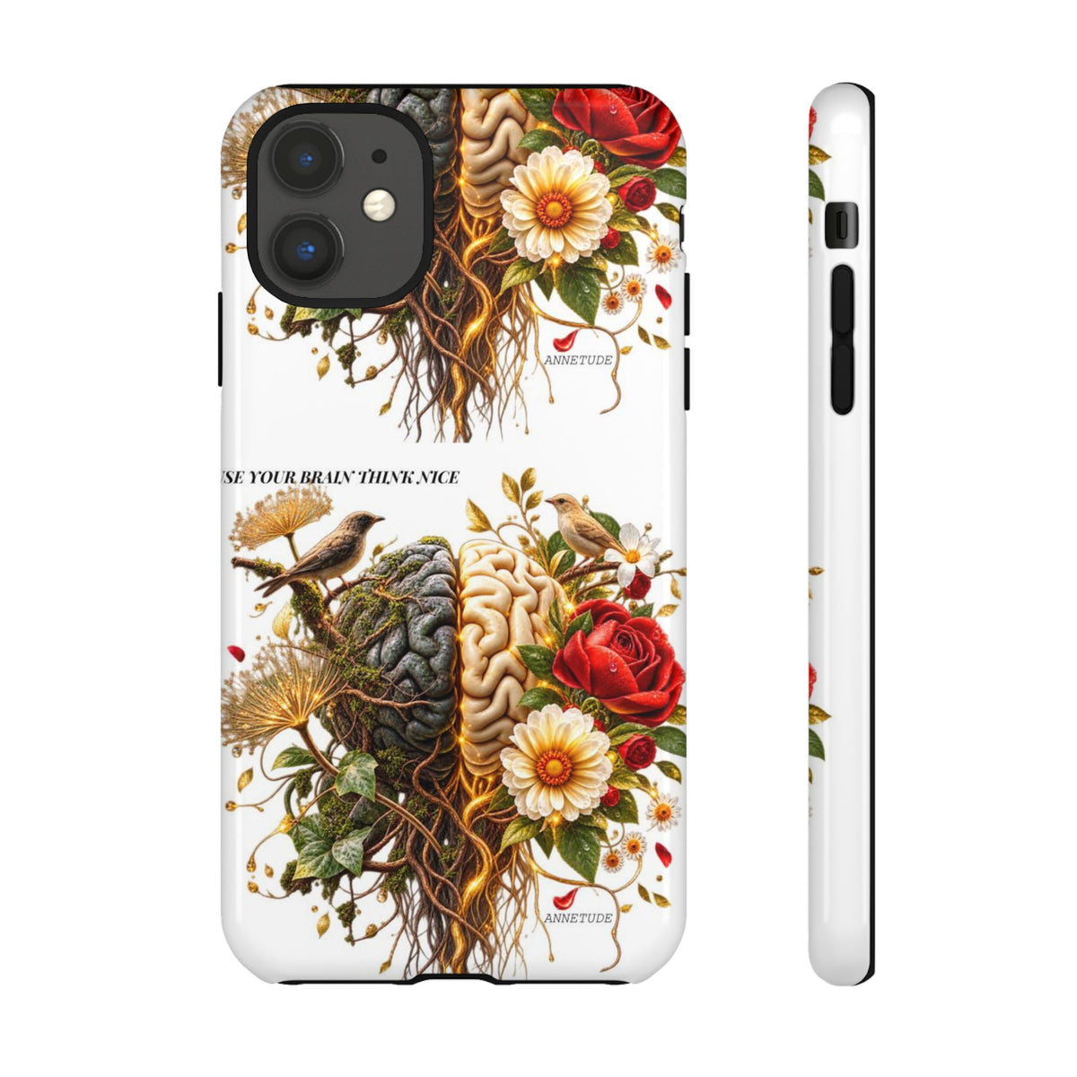 Phone Case — Floral Brain Illustration Protective Cover