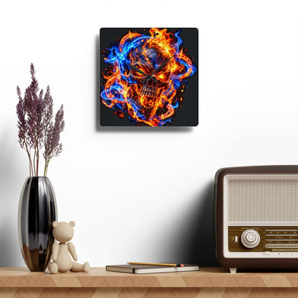 Flaming Skull Acrylic Wall Clock — Neon Fire Skull Decorative Clock — view 9