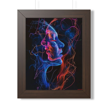 Framed Neon Abstract Woman Vertical Poster