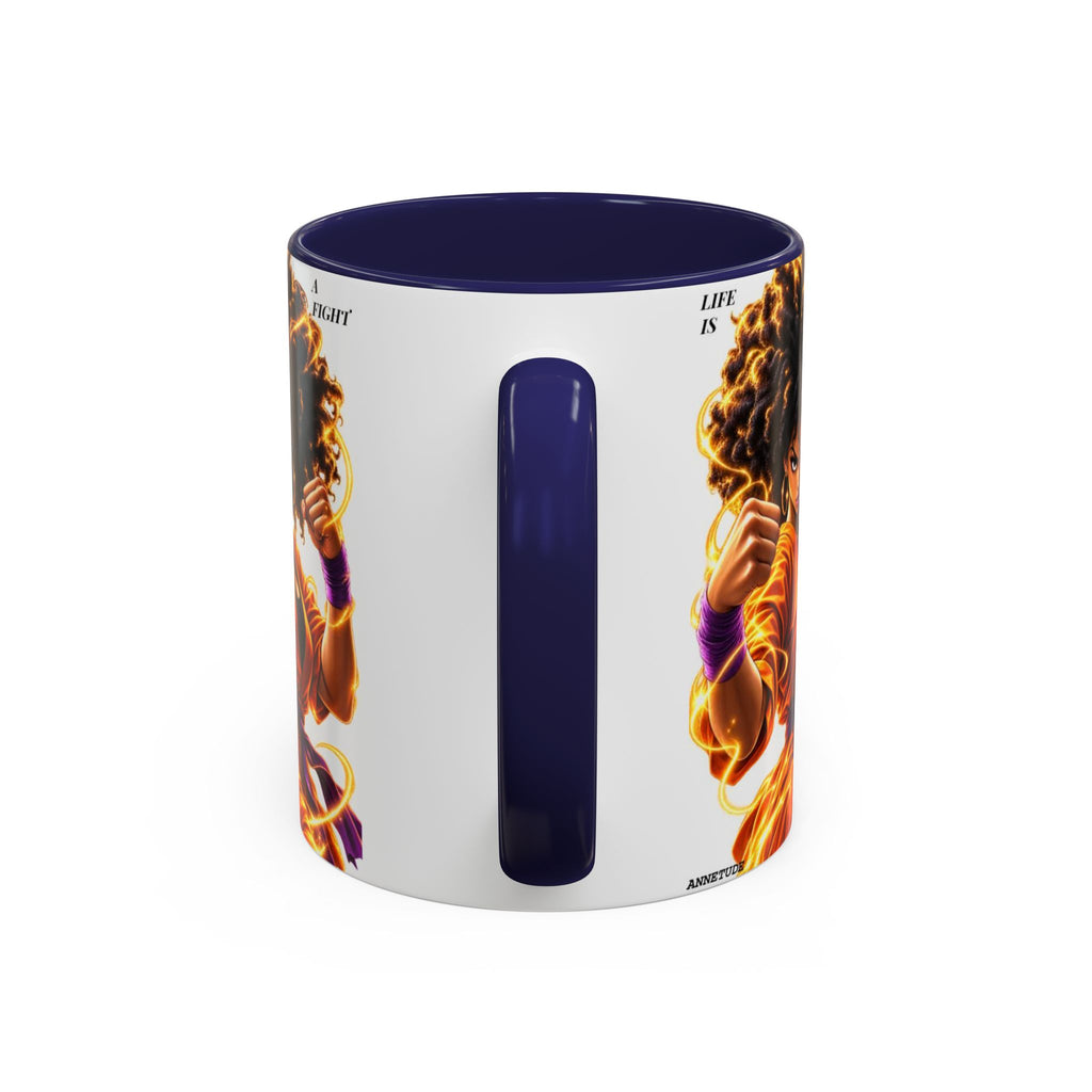 Coffee Mug — Fierce Afro Warrior Illustration Accent Mug (11/15oz)
