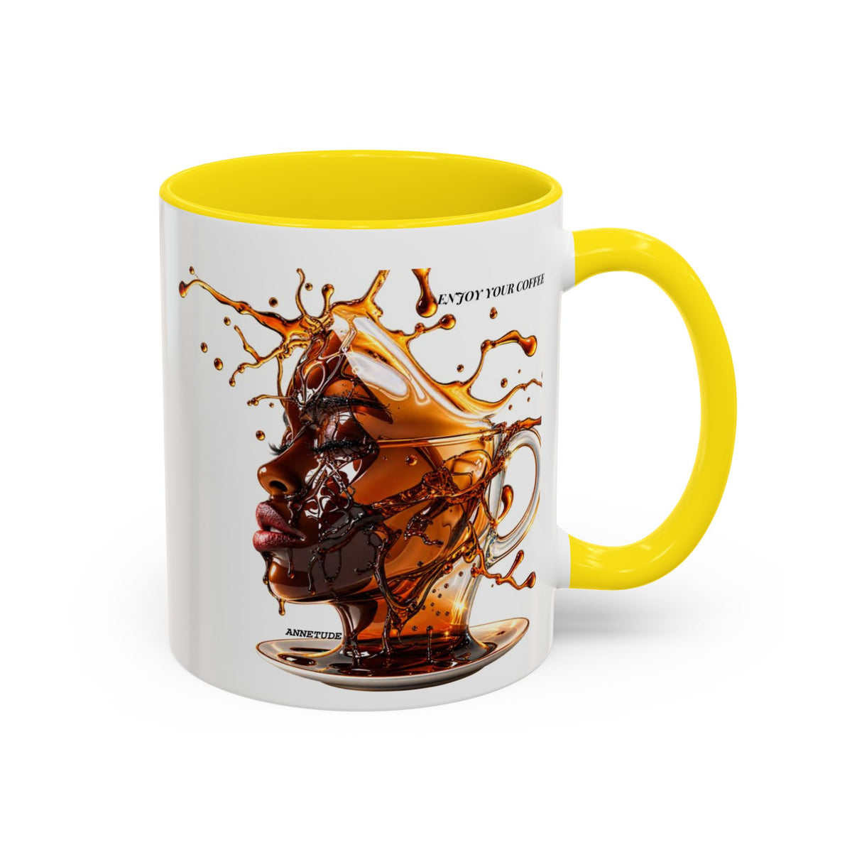 Coffee Splash Accent Mug — "Savor the Coffee" Artistic Drip Design (11/15oz)