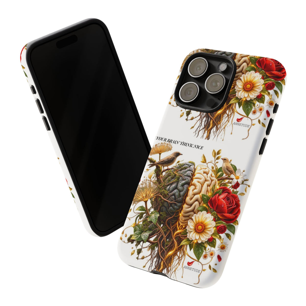 Phone Case — Floral Brain Illustration Protective Cover