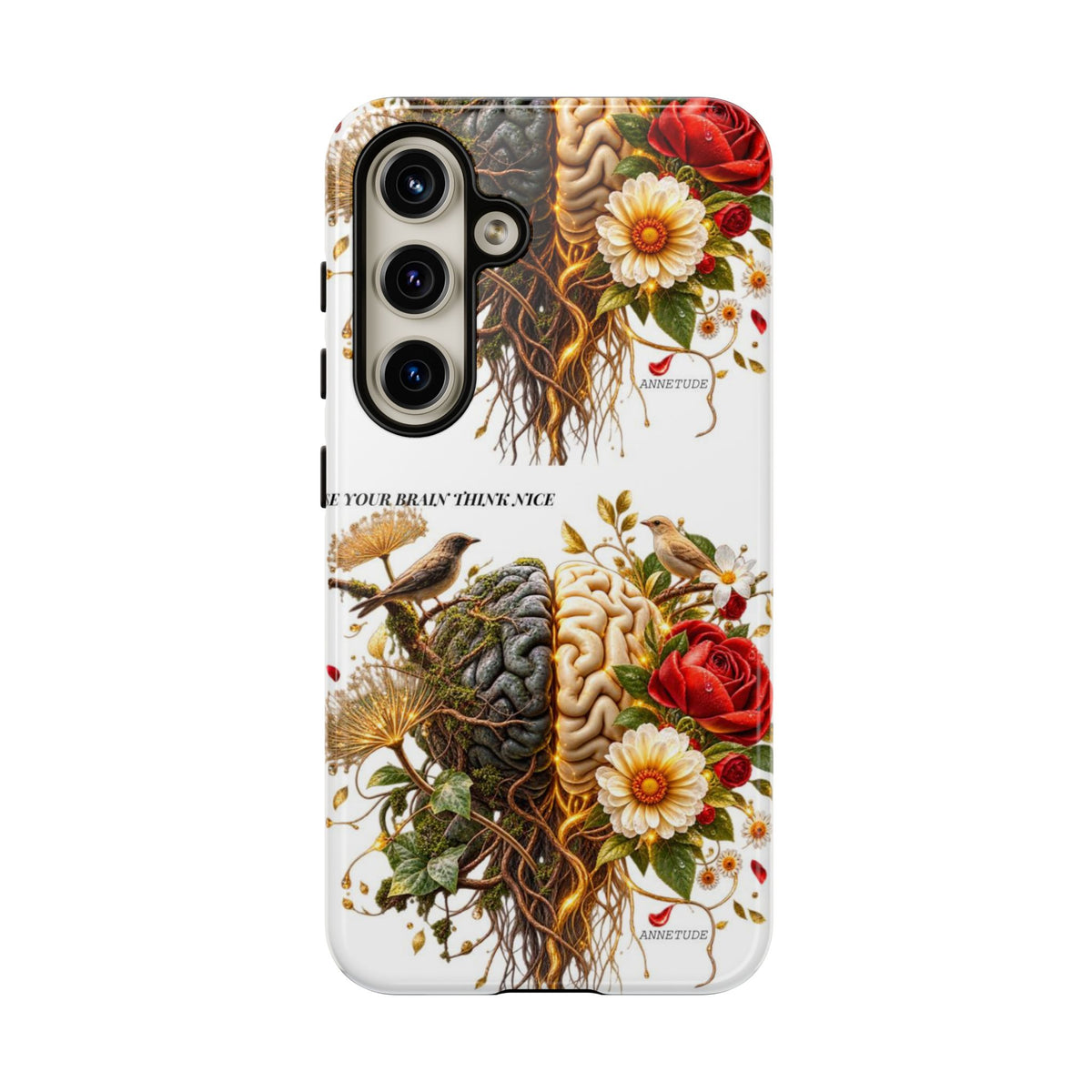 Phone Case — Floral Brain Illustration Protective Cover