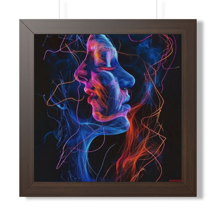 Framed Neon Abstract Woman Vertical Poster
