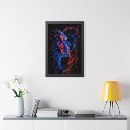 Framed Neon Abstract Woman Vertical Poster