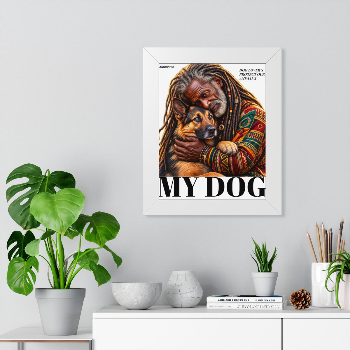 Framed Poster — 'Dog Lover’s Protect Our Animals' Portrait