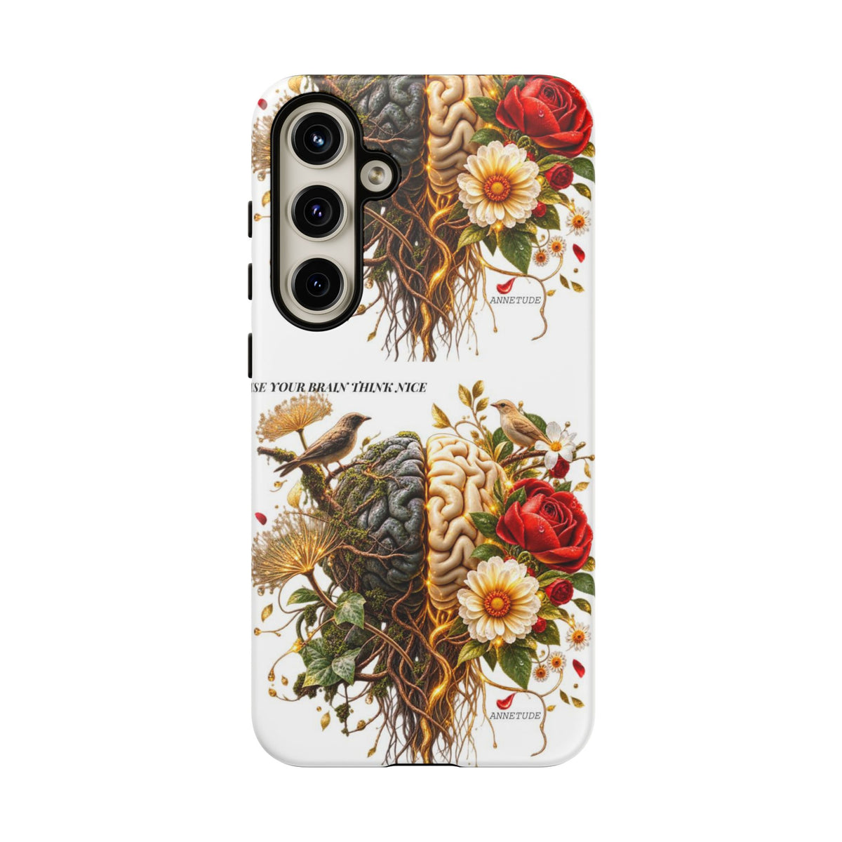 Phone Case — Floral Brain Illustration Protective Cover