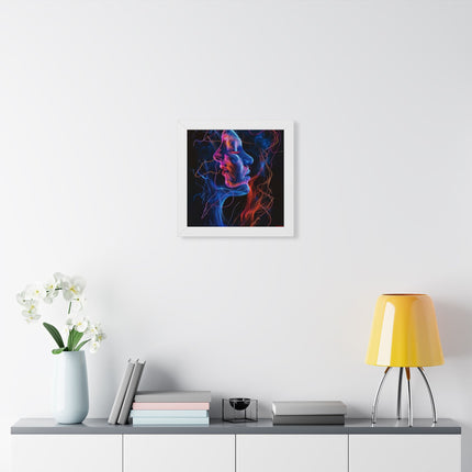 Framed Neon Abstract Woman Vertical Poster