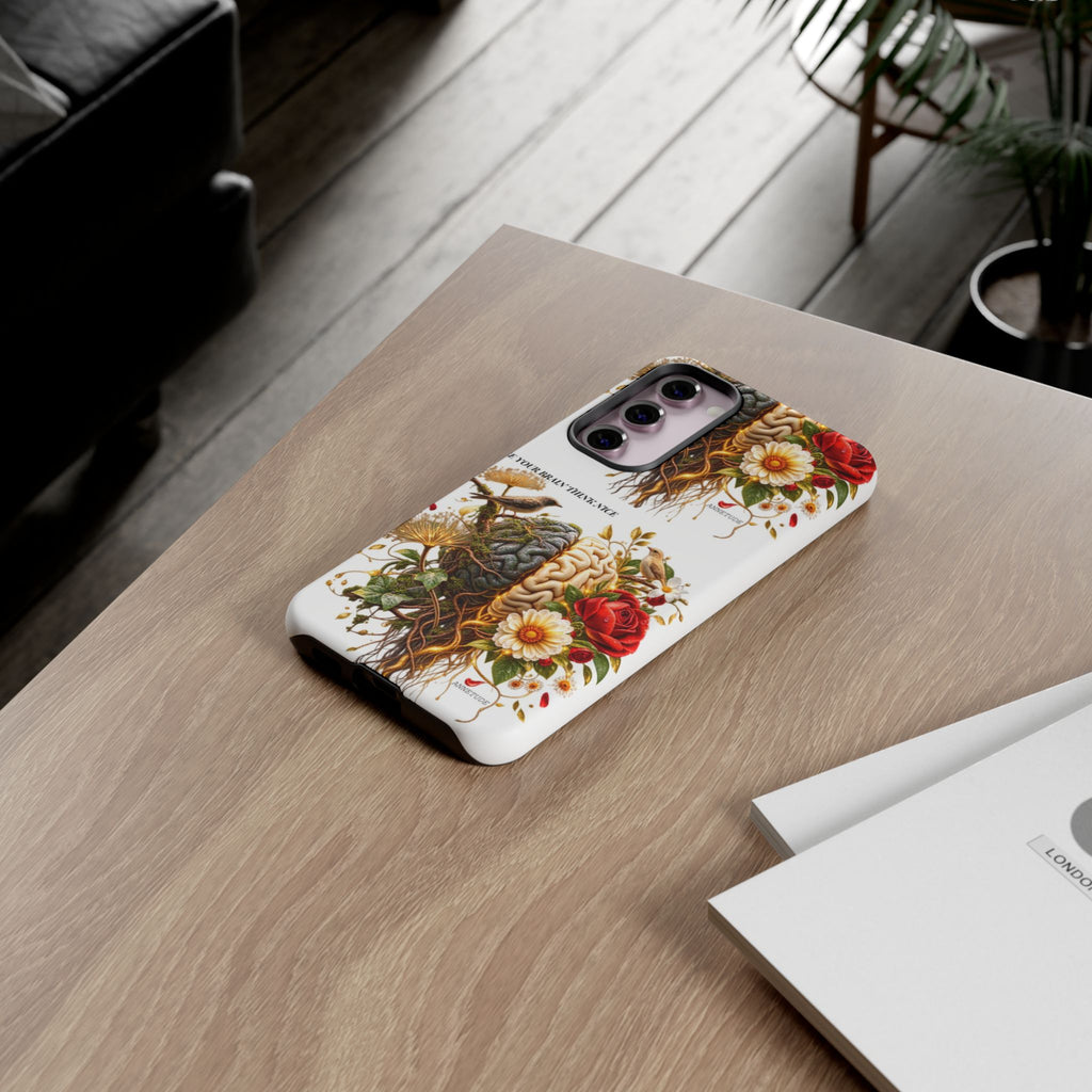 Phone Case — Floral Brain Illustration Protective Cover