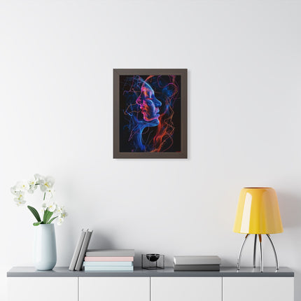 Framed Neon Abstract Woman Vertical Poster