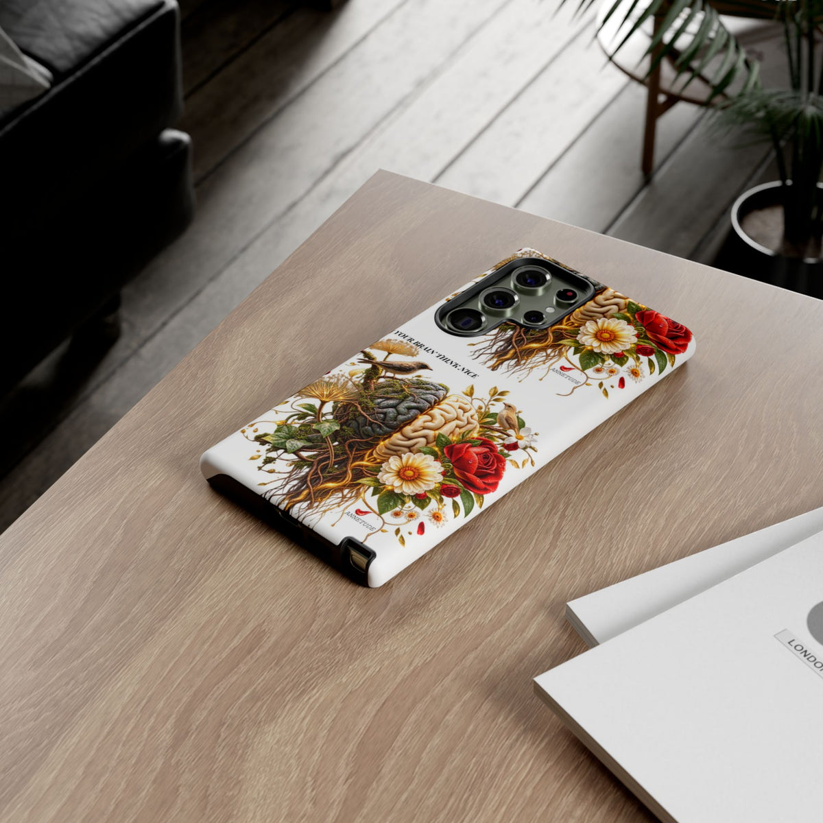 Phone Case — Floral Brain Illustration Protective Cover