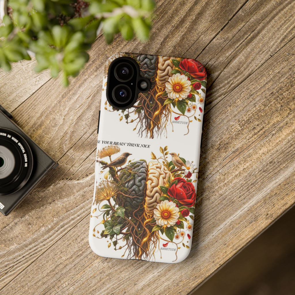 Phone Case — Floral Brain Illustration Protective Cover