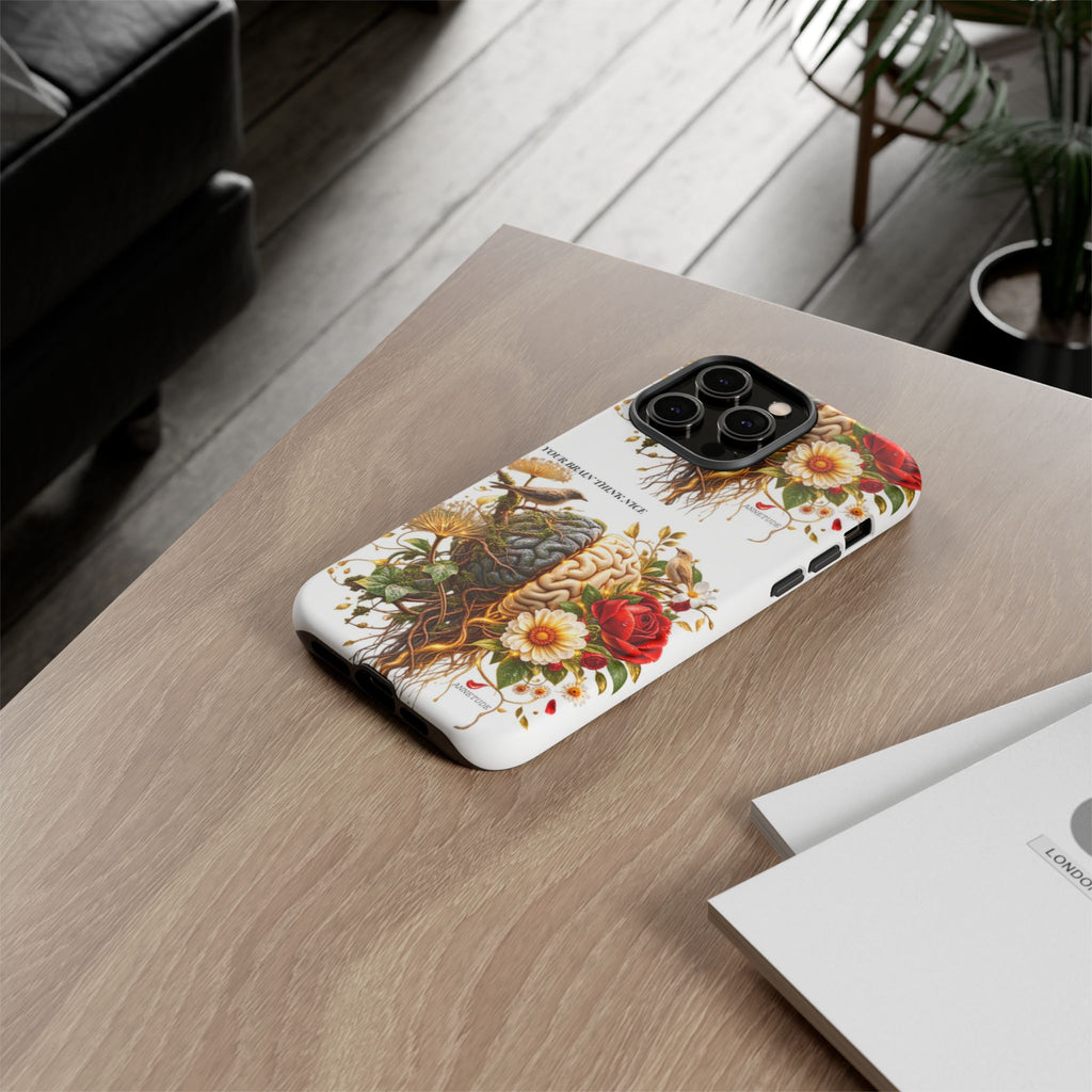 Phone Case — Floral Brain Illustration Protective Cover
