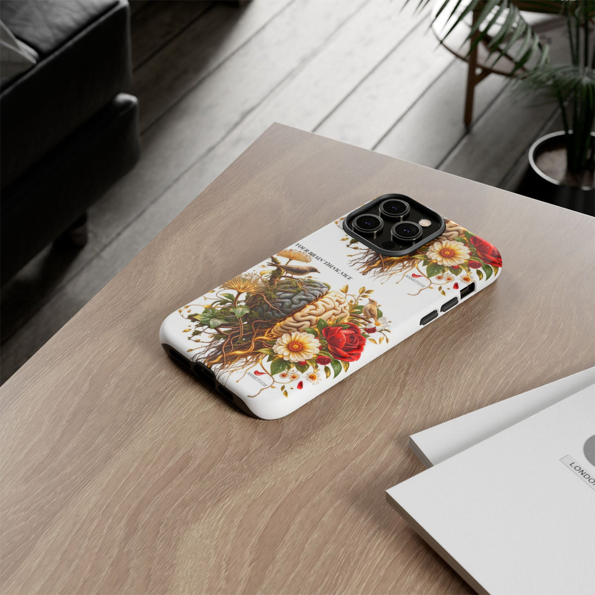Phone Case — Floral Brain Illustration Protective Cover