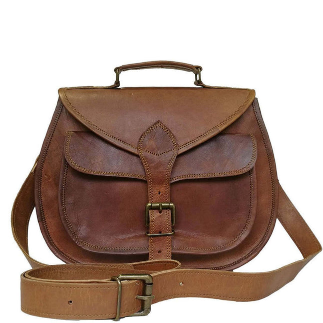 Sierra Genuine Goat Leather Satchel – Brown, 11 or 13 Inch