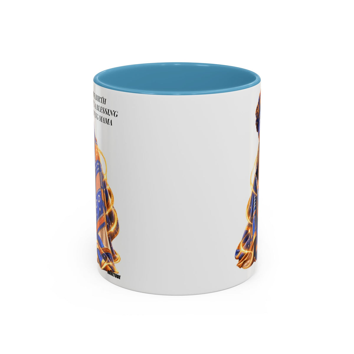 Mama & Baby Accent Coffee Mug — "Give Birth, It’s a Blessing, Young Mama"