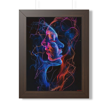 Framed Neon Abstract Woman Vertical Poster