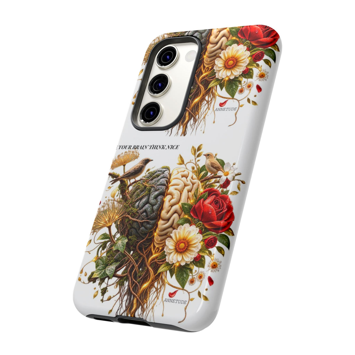 Phone Case — Floral Brain Illustration Protective Cover