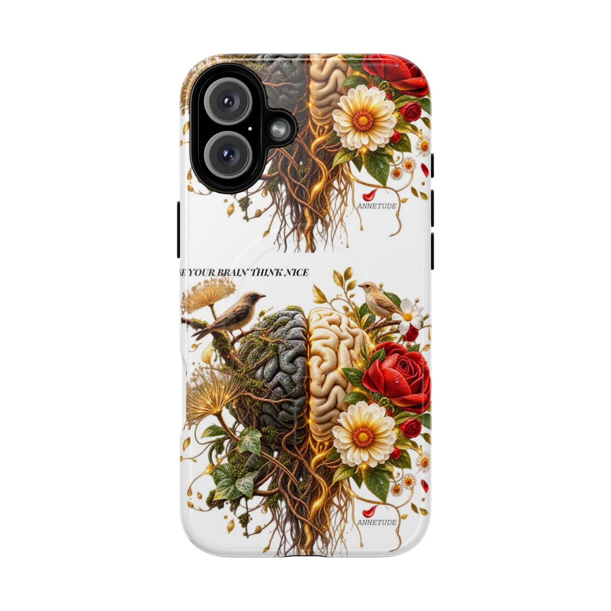 Phone Case — 'Use Your Brainy Think, Son' Floral Brain Magnetic Case