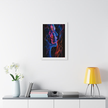 Framed Neon Abstract Woman Vertical Poster