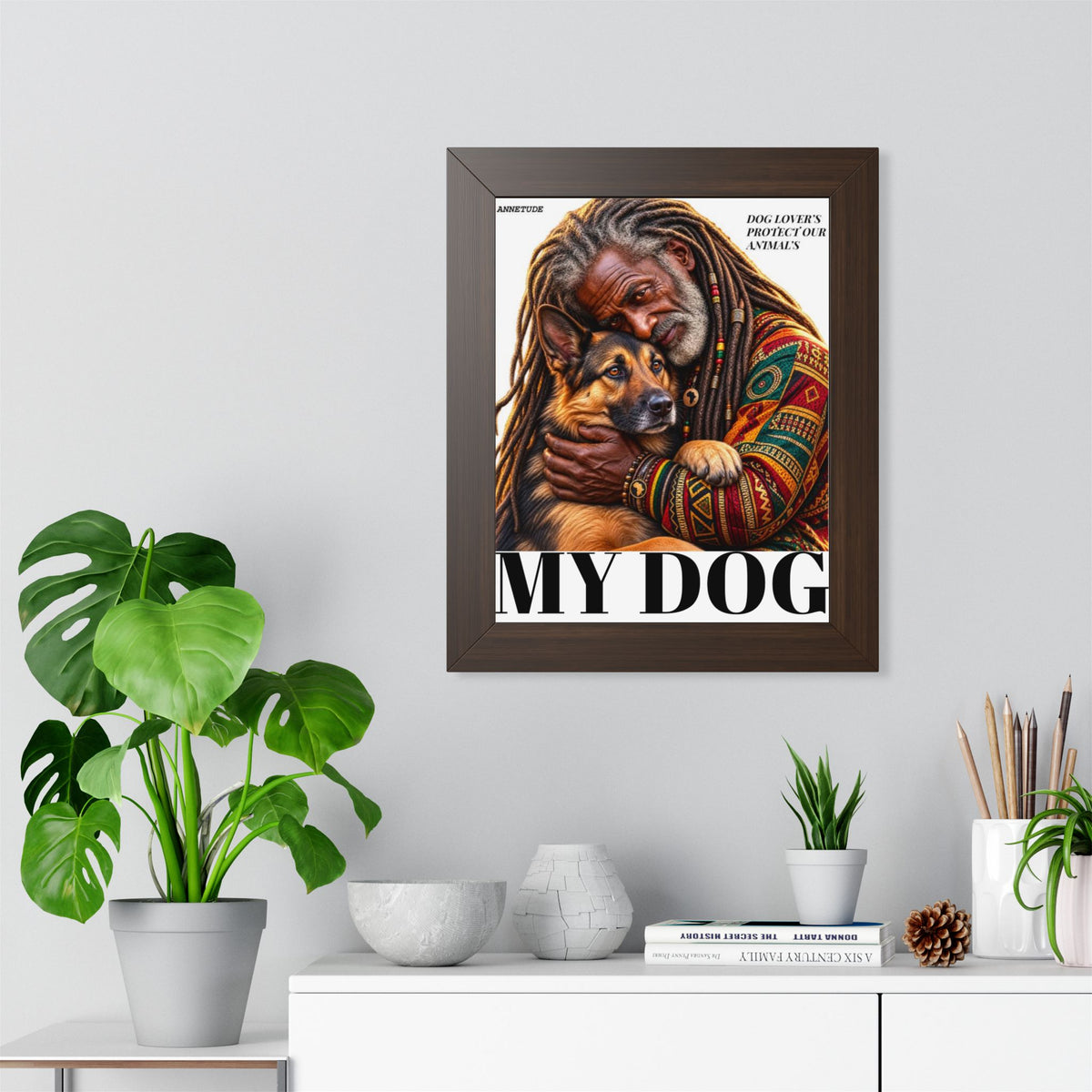 Framed Poster — 'Dog Lover’s Protect Our Animals' Portrait