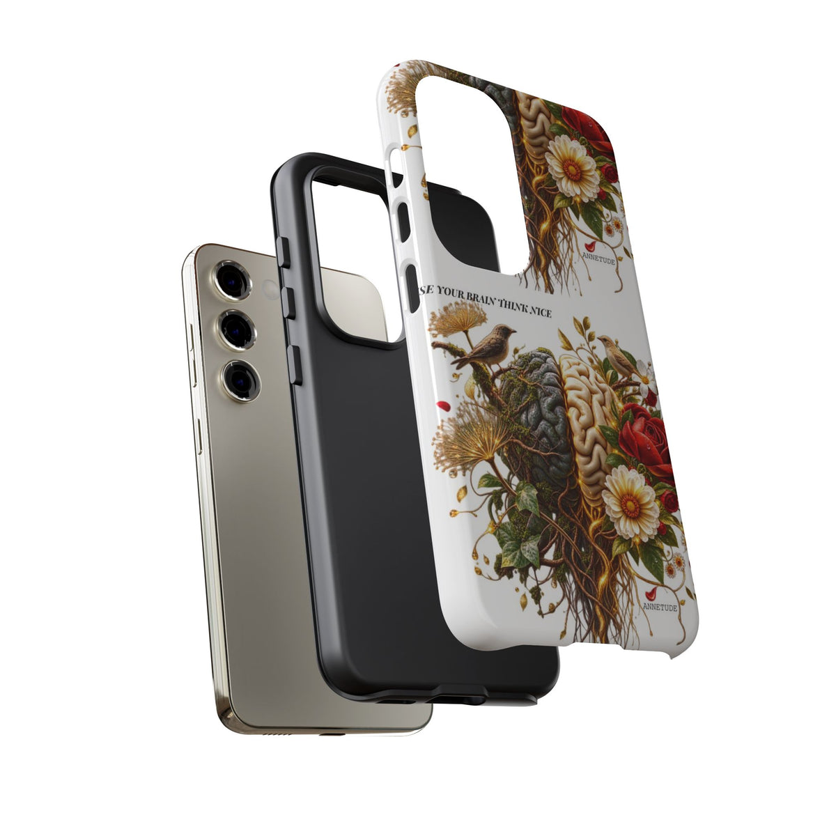 Phone Case — Floral Brain Illustration Protective Cover