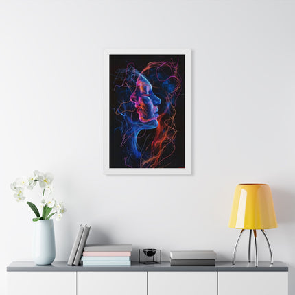 Framed Neon Abstract Woman Vertical Poster