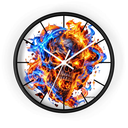 Flaming Skull Wall Clock — Fire & Ice Gothic — view 2